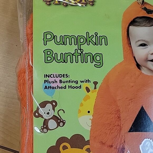 Spirit Halloween PUMPKIN BUNTING Hooded Fuzzy Costume SZ 0-6 MONTH - Picture 2 of 6